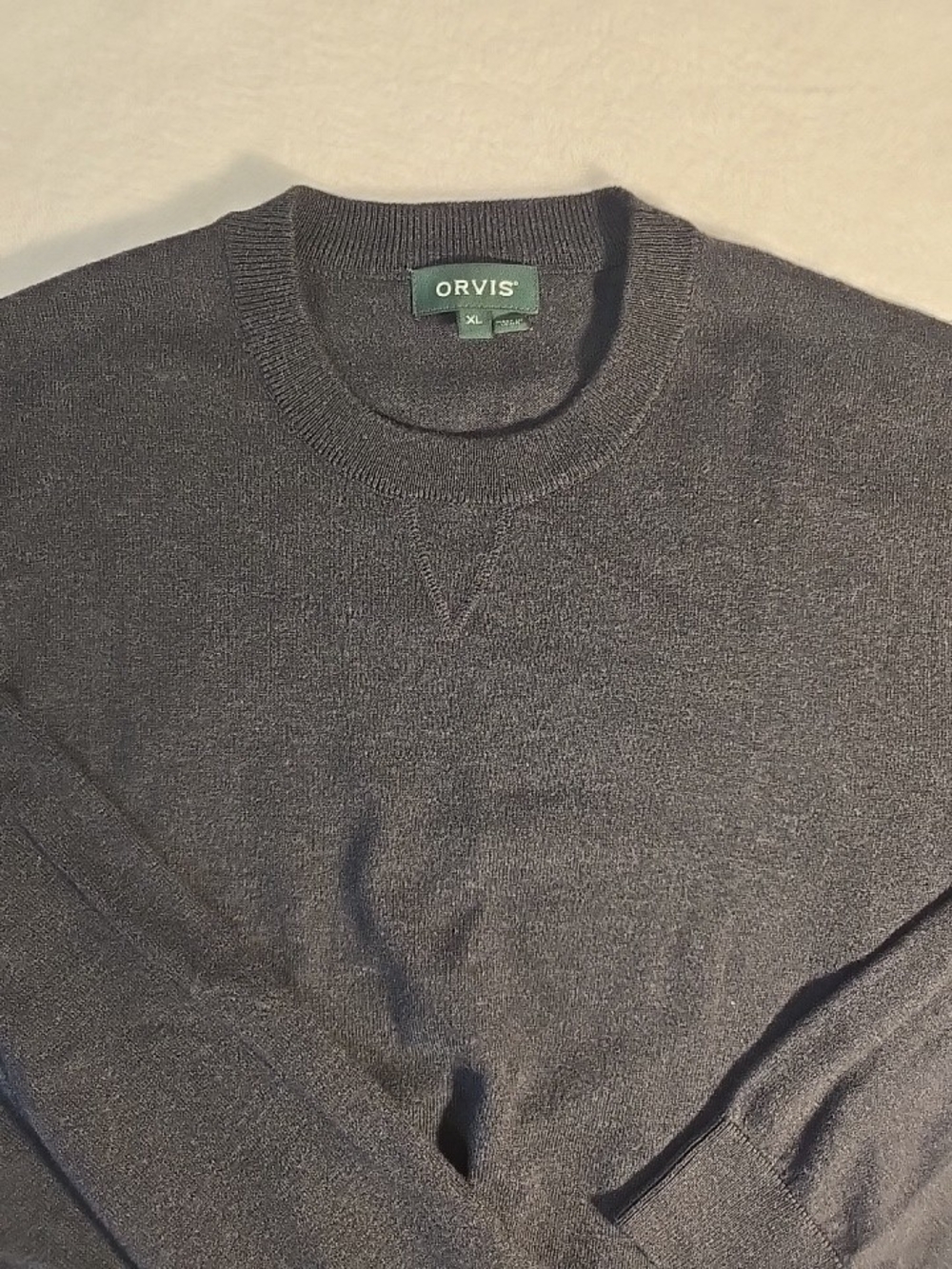 Orvis Men’s Long Sleeve Pullover Sweater Gray Cashmere, Silk,Cotton Size XL